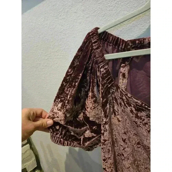 LOFT Women's XL Purple Crushed Velvet Square Neck Blouse - Picture 5 of 8